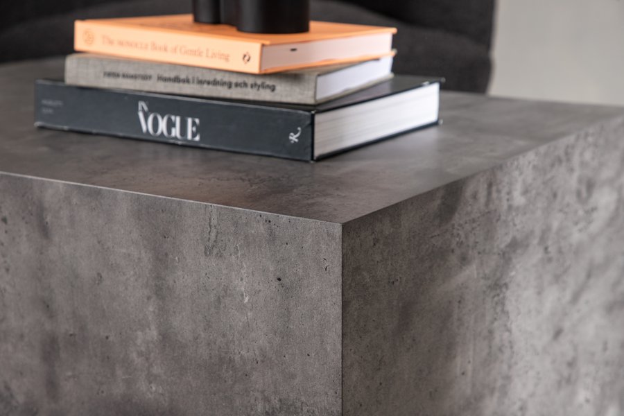 VENTURE DESIGN York Low salongbord, rektangulrt - mrkegr marmormnster MDF (80x60)