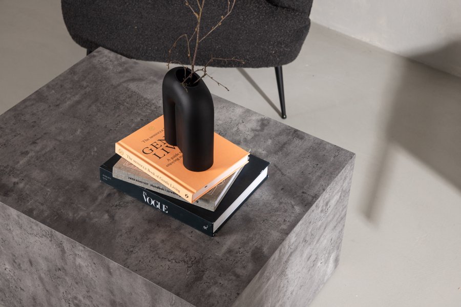 VENTURE DESIGN York Low salongbord, rektangulrt - mrkegr marmormnster MDF (80x60)