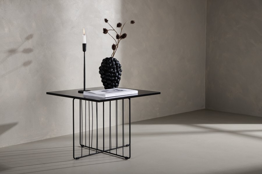 VENTURE DESIGN Dayton salongbord, firkantet - svart MDF og svart stl (60x60)