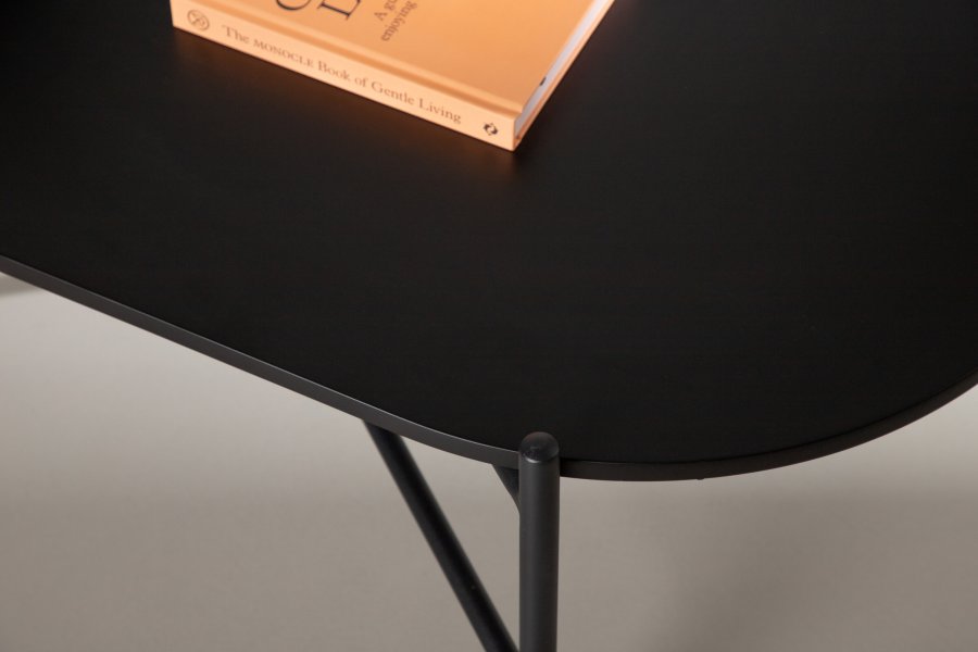 VENTURE DESIGN Pueblo salongbord, ovalt - svart MDF og svart stl (120x60)