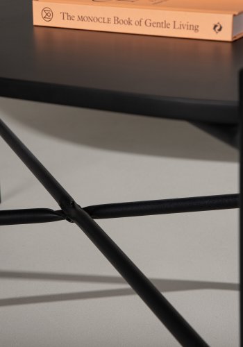 VENTURE DESIGN Pueblo salongbord, ovalt - svart MDF og svart stl (120x60)