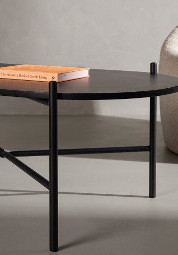 VENTURE DESIGN Pueblo salongbord, ovalt - svart MDF og svart stl (120x60)