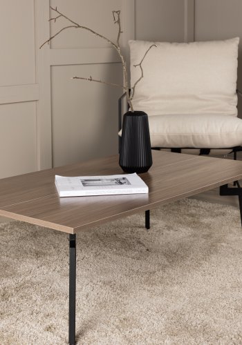 VENTURE DESIGN Bethan Couchtisch, rechteckig – walnussfarbenes MDF und schwarzer Stahl (120 x 70)