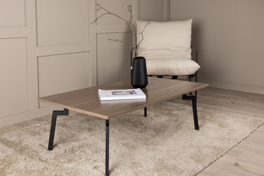 VENTURE DESIGN Bethan Couchtisch, rechteckig – walnussfarbenes MDF und schwarzer Stahl (120 x 70)