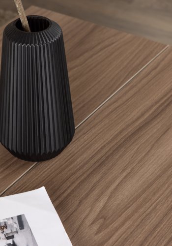 VENTURE DESIGN Bethan Couchtisch, rechteckig – walnussfarbenes MDF und schwarzer Stahl (120 x 70)