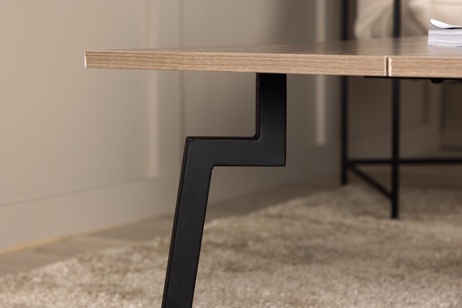 VENTURE DESIGN Bethan Couchtisch, rechteckig – walnussfarbenes MDF und schwarzer Stahl (120 x 70)