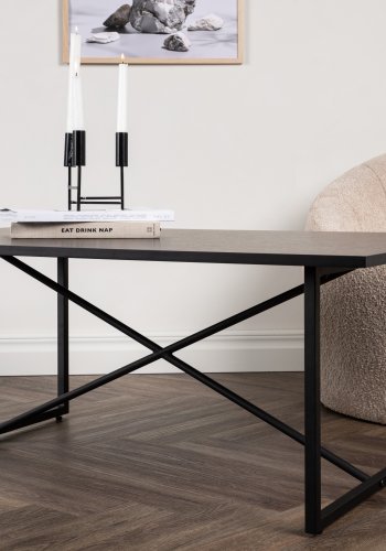 VENTURE DESIGN Pryor salongbord, rektangulrt - svart MDF og svart stl (110x70)