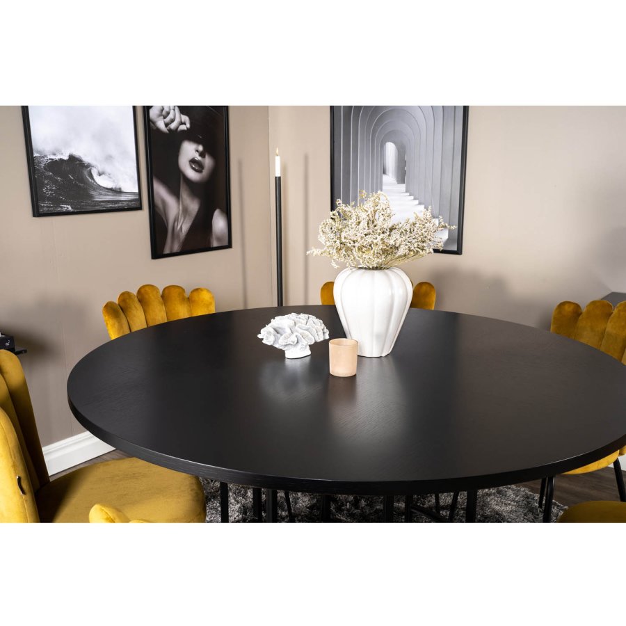 VENTURE DESIGN Copenhagen spisebord - svart MDF og svart metall (140)