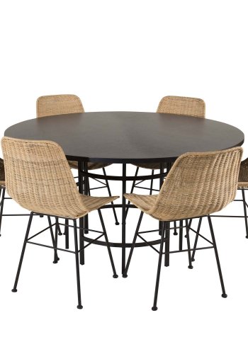 VENTURE DESIGN Copenhagen spisebord - svart MDF og svart metall (140)