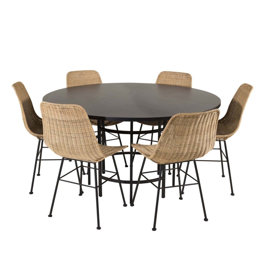 VENTURE DESIGN Copenhagen spisebord - svart MDF og svart metall (140)