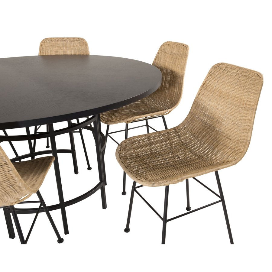 VENTURE DESIGN Copenhagen spisebord - svart MDF og svart metall (140)