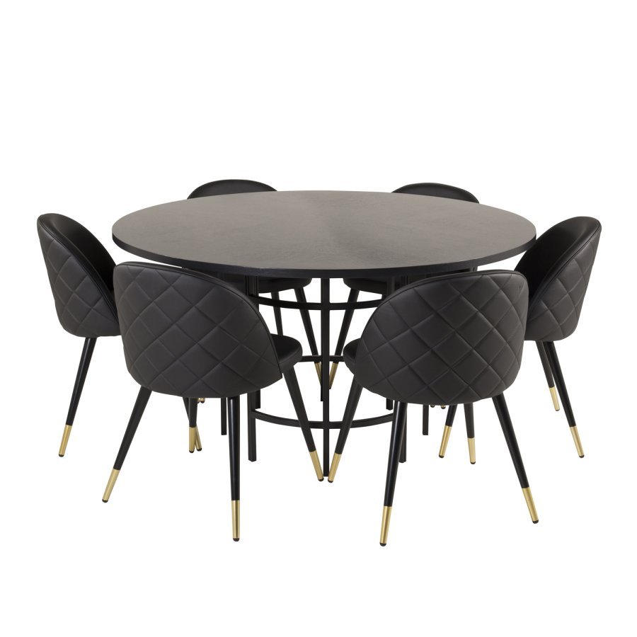 VENTURE DESIGN Copenhagen spisebord - svart MDF og svart metall (140)