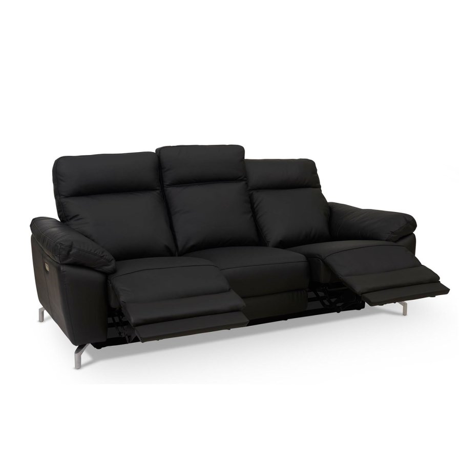 Selesta 3 seter sofa - svart skinn
