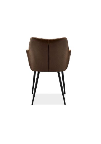 Maria spisestol - mrkebrunt kunstskinn og svarte ben, m. armlener