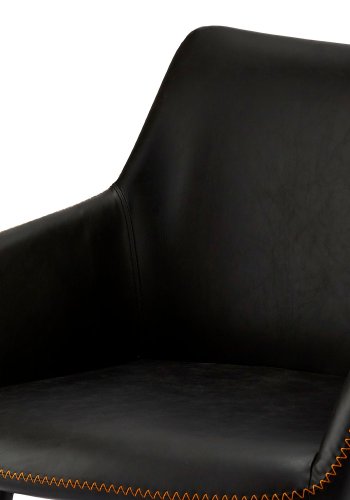 Maria spisestol - sort kunstskinn og sorte ben, med armlener