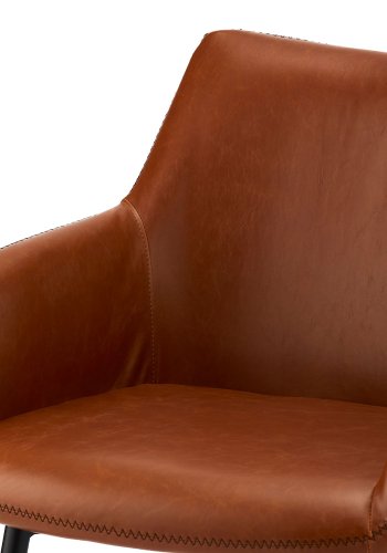 Maria spisebordsstol - cognacfarvet kunstlder og sorte ben, m. armln
