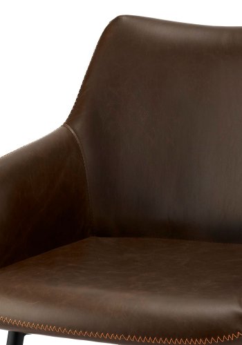 Maria spisestol - mrkebrunt kunstskinn og svarte ben, m. armlener