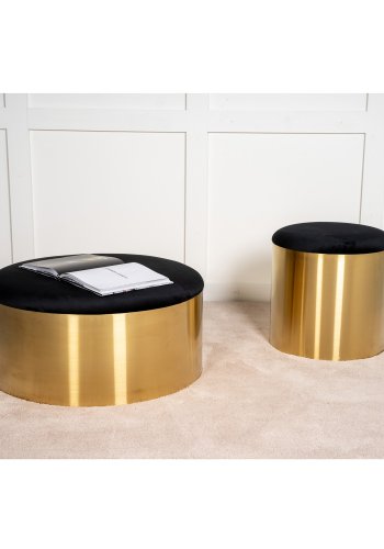 VENTURE DESIGN puff - svart velour og messingmetall (75)