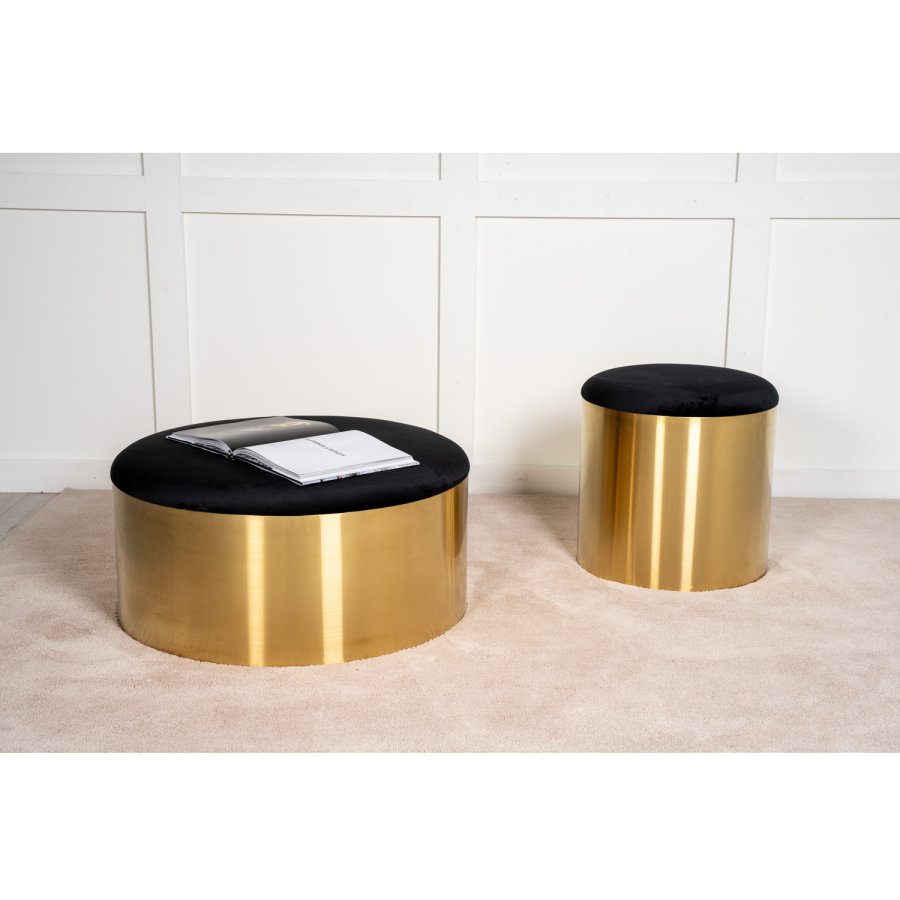 VENTURE DESIGN puff - svart velour og messingmetall (75)