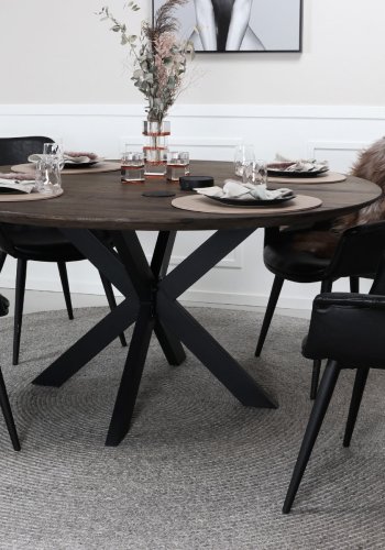 HOUSE OF SANDER Signe spisebordstol, med armlener - svart PU-skinn med sorte ben