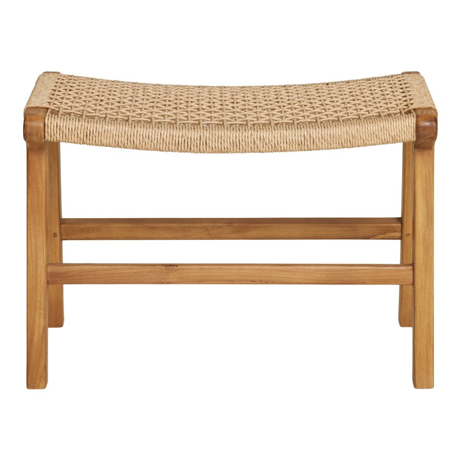 HOUSE NORDIC Derby Fußhocker, rechteckig – natürliches Polyrattan und natürliches Teakholz (40x60)