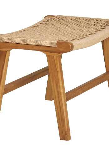 HOUSE NORDIC Derby Fußhocker, rechteckig – natürliches Polyrattan und natürliches Teakholz (40x60)