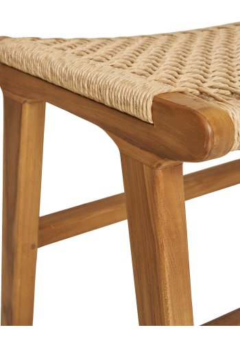 HOUSE NORDIC Derby Fußhocker, rechteckig – natürliches Polyrattan und natürliches Teakholz (40x60)