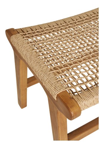 HOUSE NORDIC Derby Fußhocker, rechteckig – natürliches Polyrattan und natürliches Teakholz (40x60)