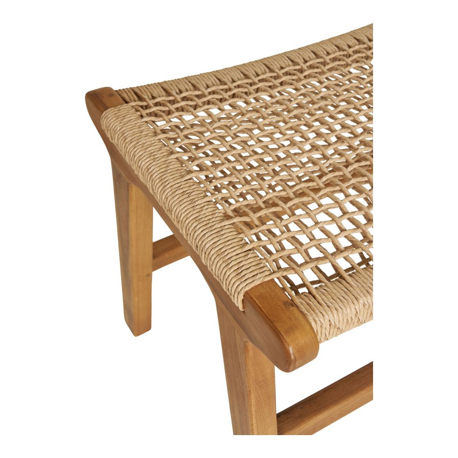 HOUSE NORDIC Derby Fußhocker, rechteckig – natürliches Polyrattan und natürliches Teakholz (40x60)