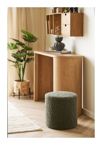 HOUSE NORDIC Ejby sittpuff, rund - gr&ouml;n nallebj&ouml;rn polyestertyg (�34)