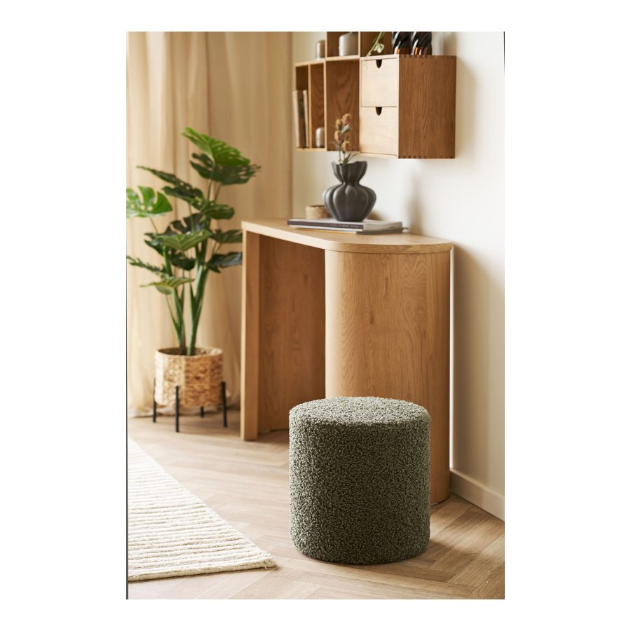 HOUSE NORDIC Ejby sittpuff, rund - gr&ouml;n nallebj&ouml;rn polyestertyg (�34)
