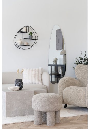 HOUSE NORDIC Perth puff, rund - lys gr polyester (43)