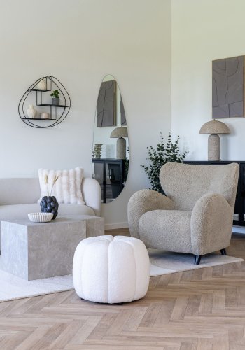 HOUSE NORDIC Paisley-puff, rund - off-white polyester (48)