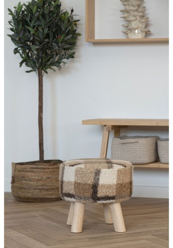 HOUSE NORDIC Aberdeen krakk, rund - brun blanding av polyester og naturlig tre (31)