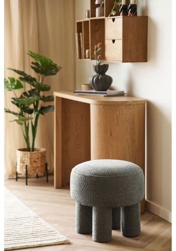 HOUSE NORDIC Canberra puff, rund - antracitgr� chenille polyestertyg (�43)