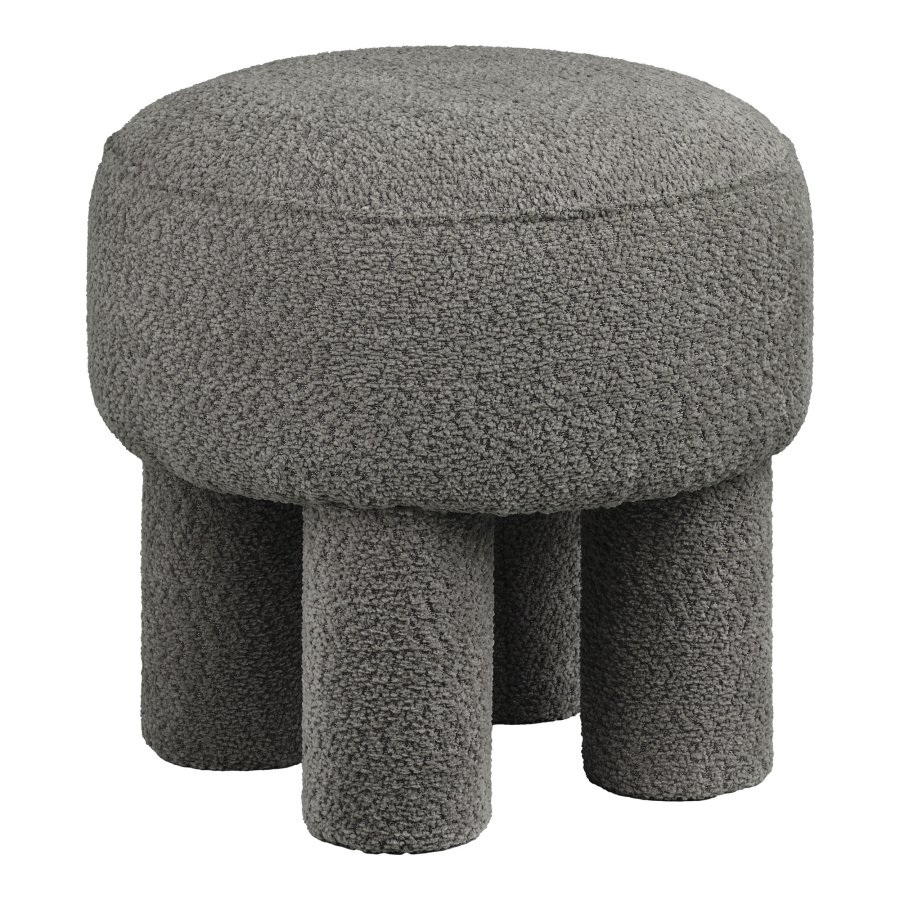 HOUSE NORDIC Canberra puff, rund - antracitgr� chenille polyestertyg (�43)