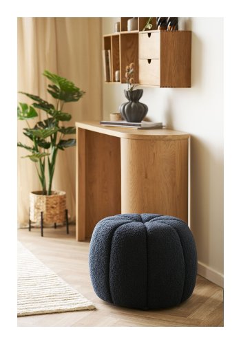 HOUSE NORDIC Paisley-puff, rund - marinbl�tt polyestertyg med nallebj&ouml;rn (�48)