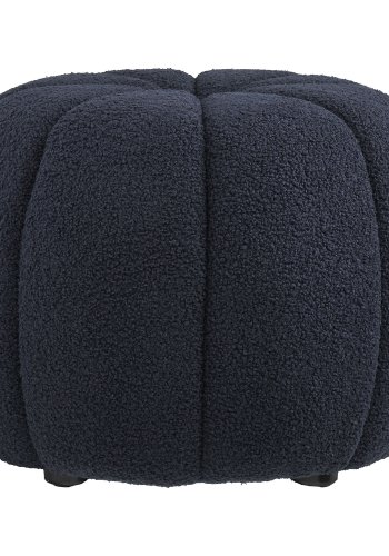 HOUSE NORDIC Paisley-puff, rund - marinbl�tt polyestertyg med nallebj&ouml;rn (�48)