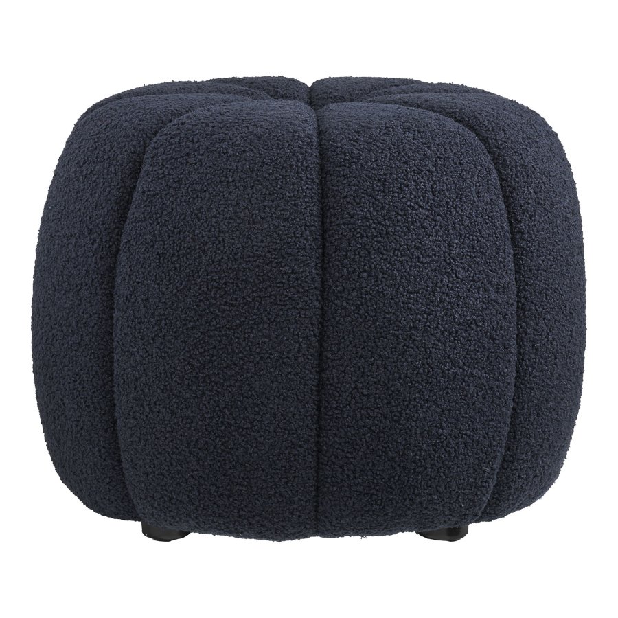 HOUSE NORDIC Paisley-puff, rund - marinbl�tt polyestertyg med nallebj&ouml;rn (�48)