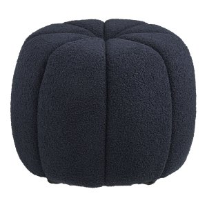 HOUSE NORDIC Paisley-puff, rund - marinbl�tt polyestertyg med nallebj&ouml;rn (�48)