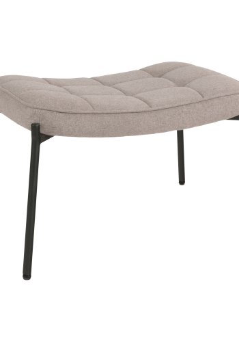 HOUSE NORDIC Glasgow fotskammel, rektangulr - steingr polyesterstoff og svart stl (61x41)