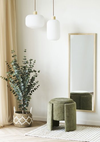 HOUSE NORDIC Walsdorf puff, rund - gr&ouml;n polyester (�42)