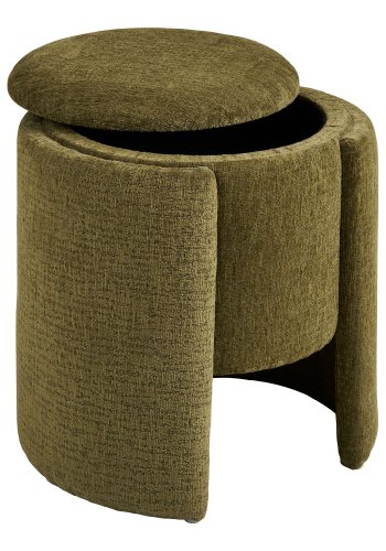 HOUSE NORDIC Walsdorf puff, rund - gr&ouml;n polyester (�42)