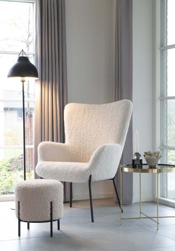 HOUSE NORDIC Alford puff - kunstig lammeskinn og stl