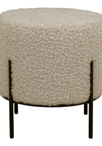 HOUSE NORDIC Alford puff, rund - grbrunt kunstig lammeskinn og stl (36)