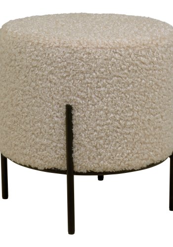 HOUSE NORDIC Alford puff, rund - grbrunt kunstig lammeskinn og stl (36)