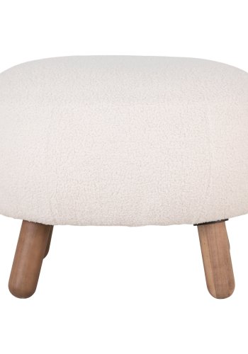 HOUSE NORDIC Savona fotskammel, rektangulr - hvitt kunstig lammeskinn og valntt gummitre (60x50)