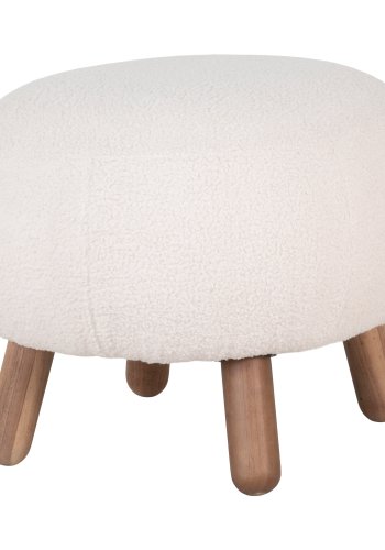 HOUSE NORDIC Savona fotskammel, rektangulr - hvitt kunstig lammeskinn og valntt gummitre (60x50)