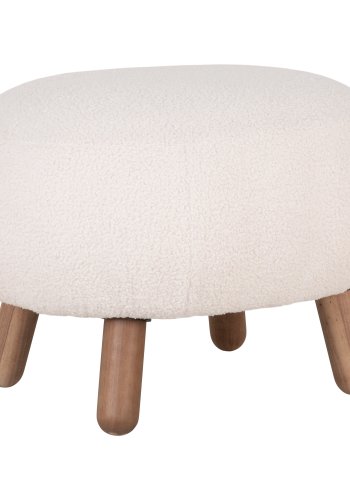 HOUSE NORDIC Savona fotskammel, rektangulr - hvitt kunstig lammeskinn og valntt gummitre (60x50)