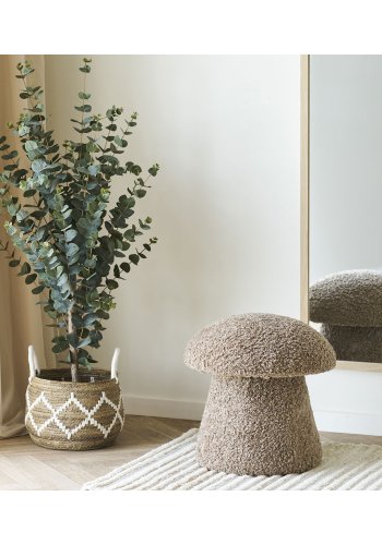 HOUSE NORDIC Enna puff, rund - brun fuskp&auml;ls (�45)